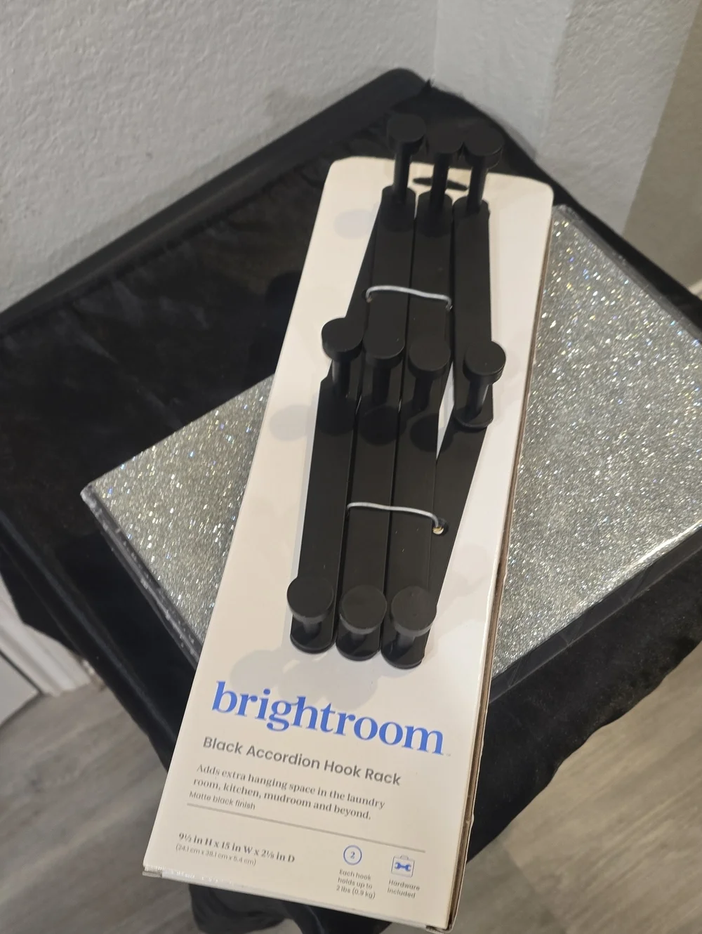 Brightroom Accordion Wall Mounted Aluminum 10-Hooks Hat & Coat Rack- Matte Black